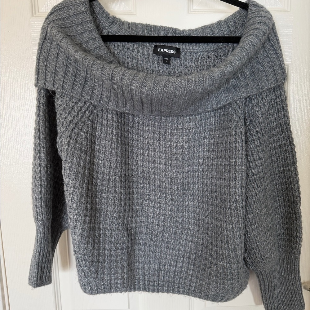Express Charcoal Off-the-Shoulder Sweater